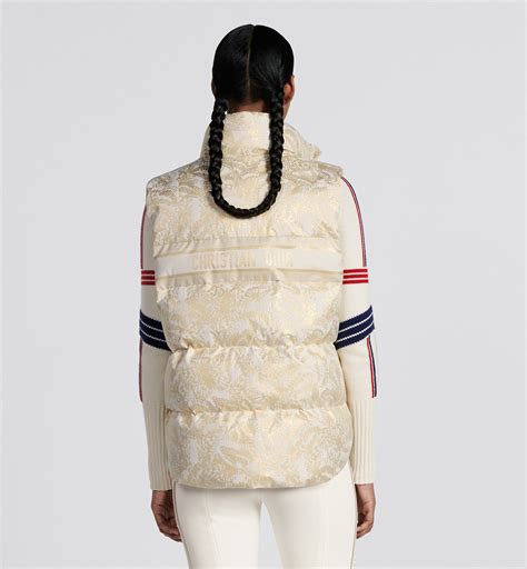 DiorAlps Puffer Vest White Quilted Technical Taffeta with Gold 